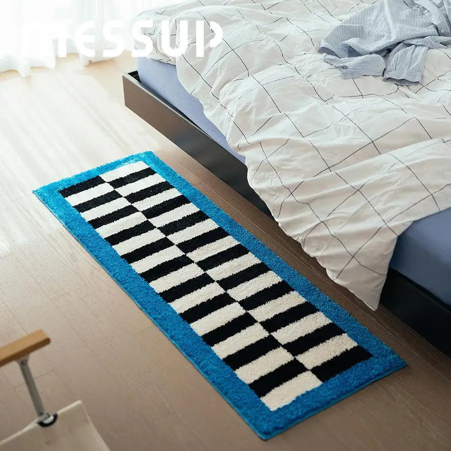 VIKAMA Colorful Geometric Striped Carpet Soft Faux Cashmere Living Room Bedroom Floor Mat