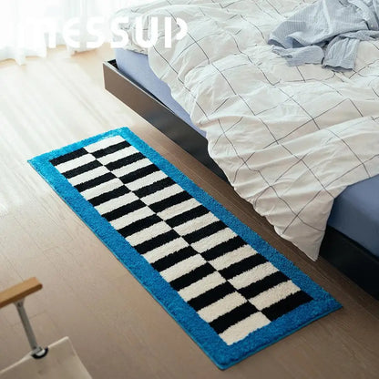 VIKAMA Colorful Geometric Striped Carpet Soft Faux Cashmere Living Room Bedroom Floor Mat