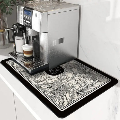 VIKAMA Kitchen Drainage Mat Absorbent Heat Oil Water-Resistant Countertop Protector Rug