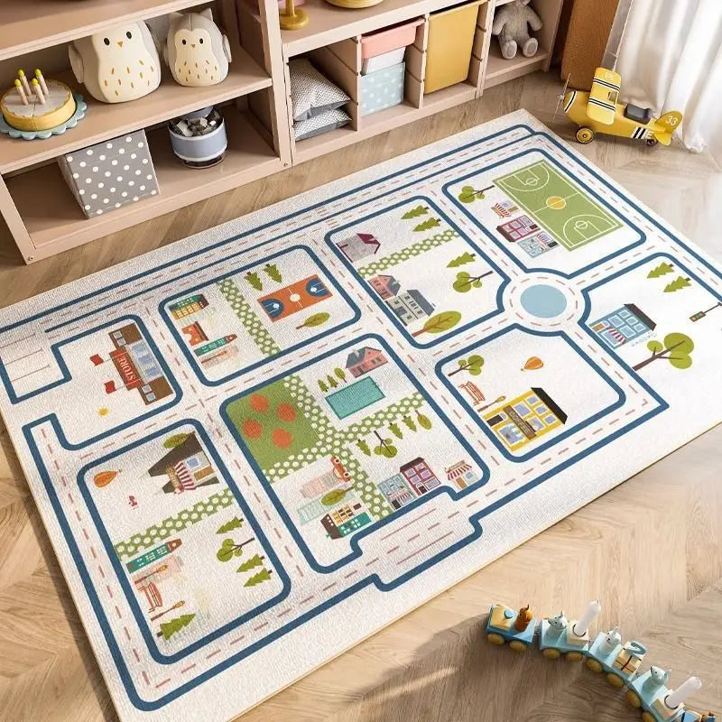 VIKAMA Crystal Pile Kids Rug Washable Crawling Mat Bedroom Living Room Carpet Home Decor