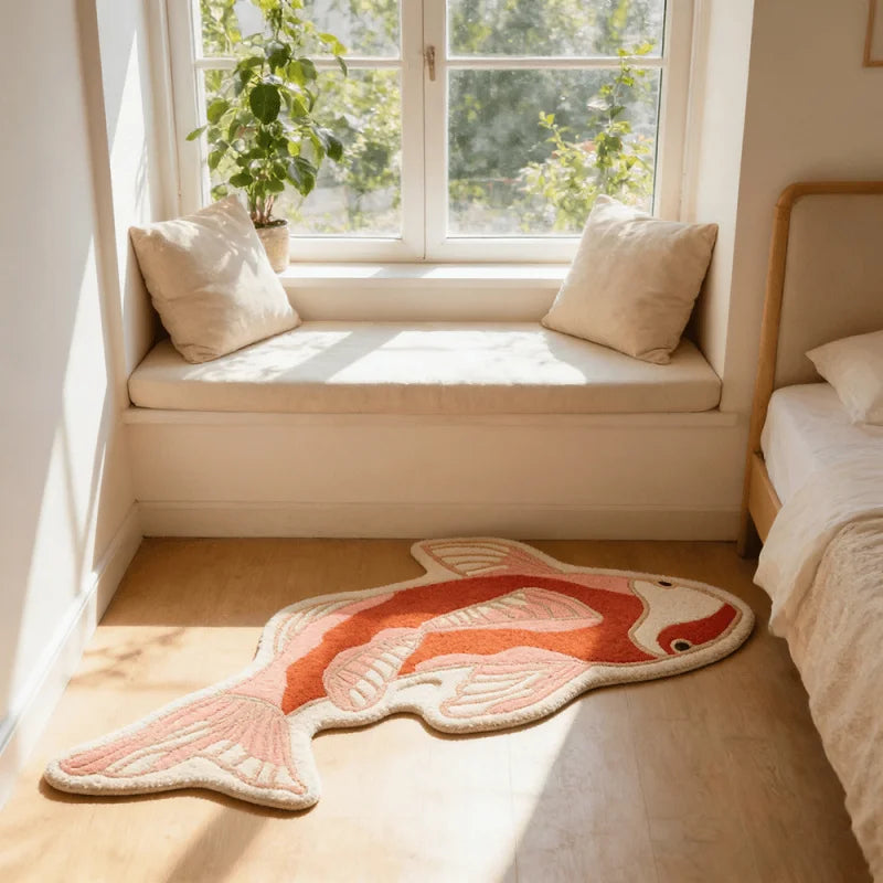 VIKAMA Koi Fish Shaped Non-Slip Washable Area Rug