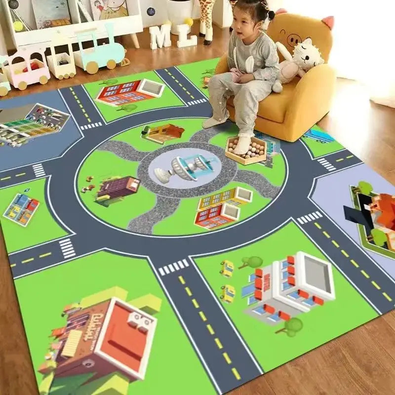 VIAKAMA Cartoon Traffic Car Track Play Mat Kids Kindergarten Educational Baby Room Game Carpet Home Decor