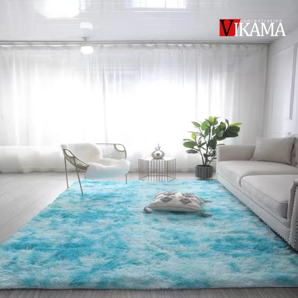 Large fluffy plush living room carpet