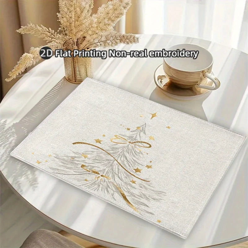 VIKAMA 4pcs Christmas Tree Placemat Christmas Day Decoration Home Restaurant Table Decoration Placemat