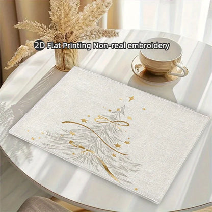 VIKAMA 4pcs Christmas Tree Placemat Christmas Day Decoration Home Restaurant Table Decoration Placemat