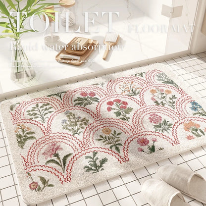 Fresh American Floral Bathroom Absorbent Non-Slip Door Floor Mat