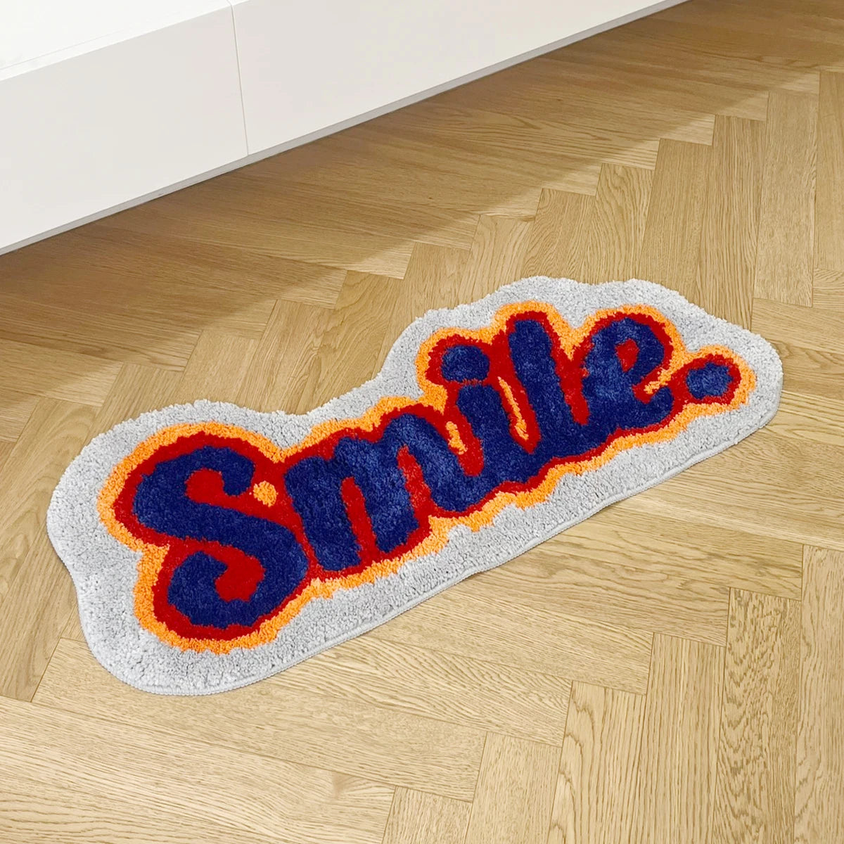 Smile Letter Fluffy Cloud Tufted Rug