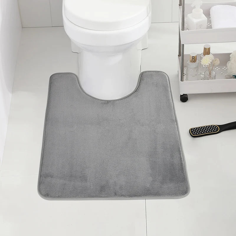 U-Shaped Bathroom Floor Mat Toilet Rug Absorbent Non-Slip Bath Mat Home Decor