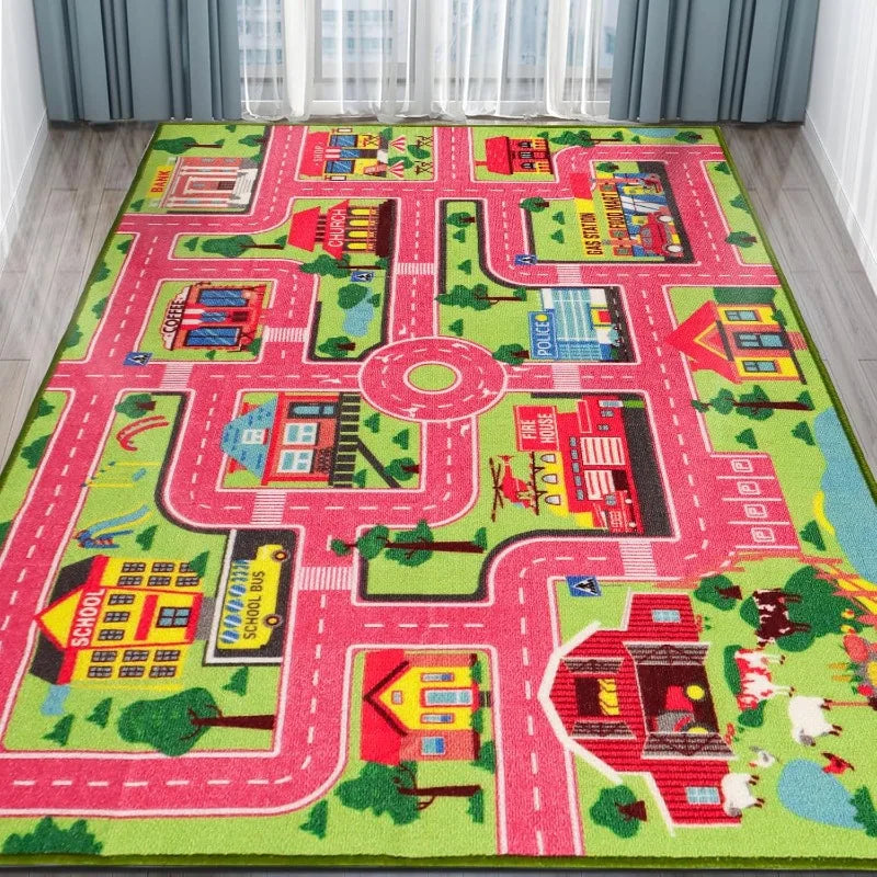 Kids city road play carpet climbing mat