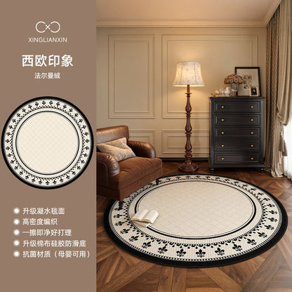 Medieval Style Round Light Luxury Washable Area Rug