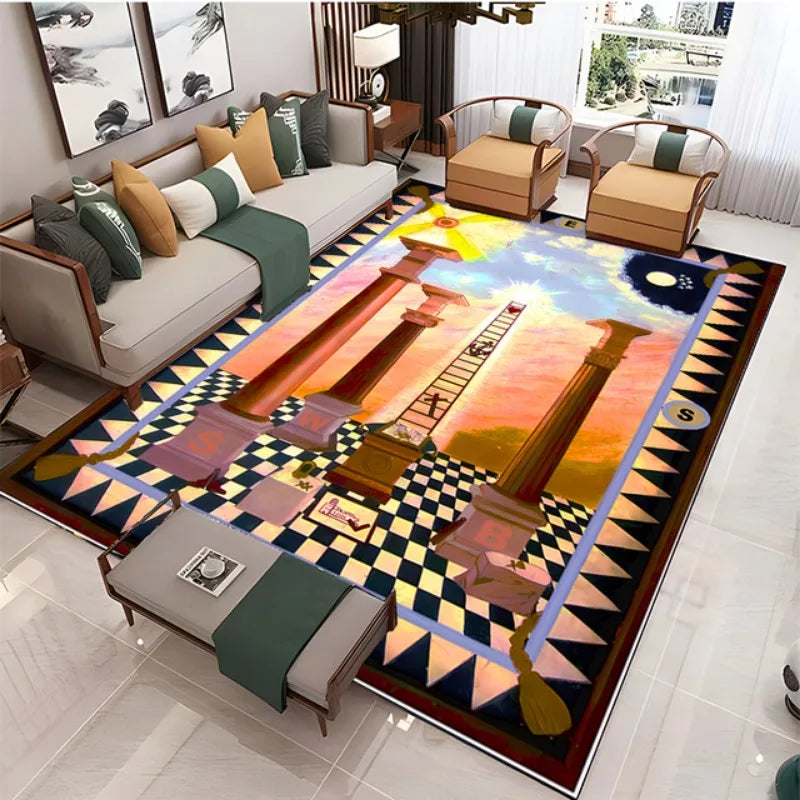 Freemasonry Symbol Non-Slip Area Rug