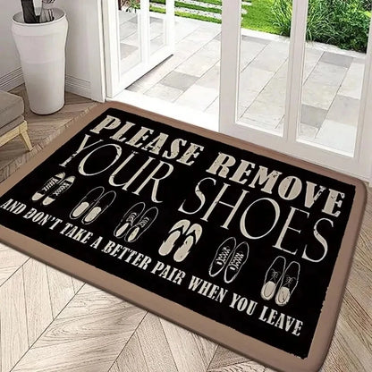 Please Take Off Your Shoes Welcome Carpet Non-Slip Living Room Bedroom Floor Rug Home Decor