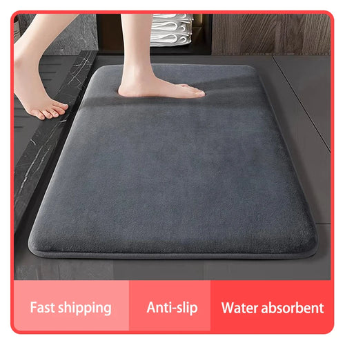 Super Absorbent Coral Velvet Bathroom Floor Mat Non-Slip Bath Door Mat