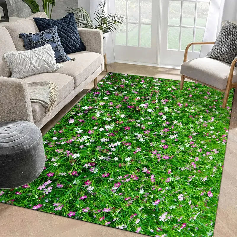 VIKAMA Daisy Floral Print Area Rug