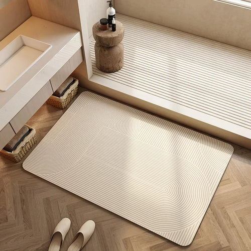 Absorbent non-slip diatom bath rug