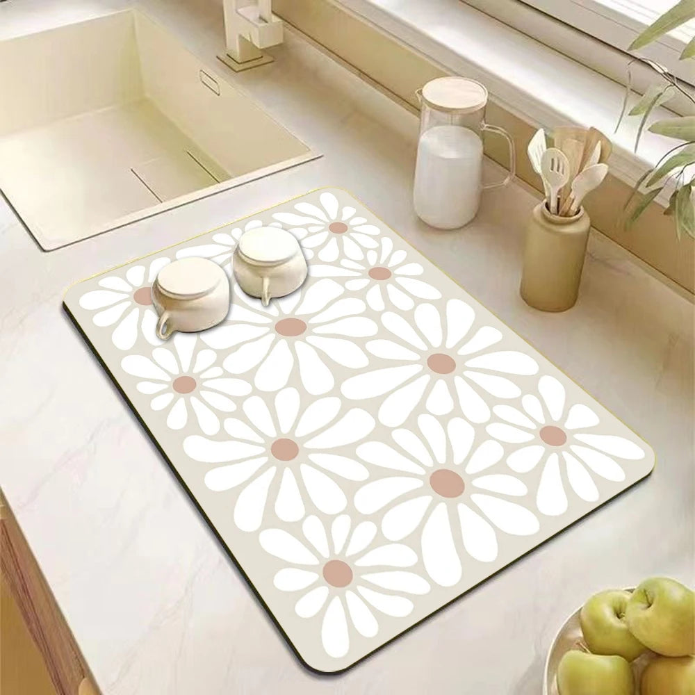 Absorbent kitchen drying drain mat