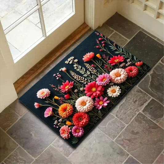 VIKAMA 3D Floral Non-Slip Entrance Mat
