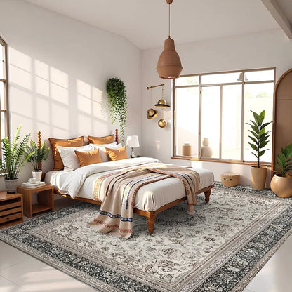 Retro washable anti-slip soft area rug