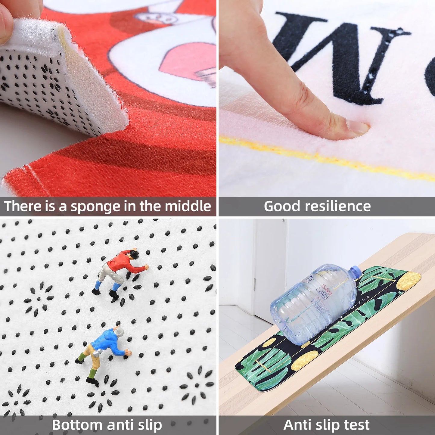 Multi-Purpose Sponge Absorbent Mat Non-Slip Kitchen Bathroom Rug Moisture-Absorbing Machine Washable Carpet