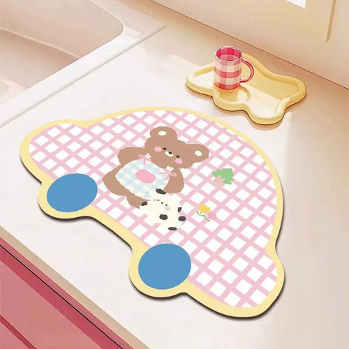 Cute diatomite non-slip quick-dry kitchen mat