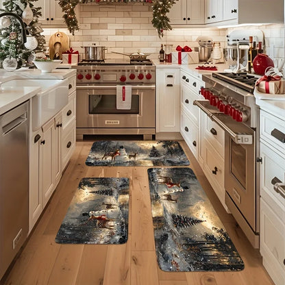 Snowman snowflake Christmas kitchen mat festive home decor rug