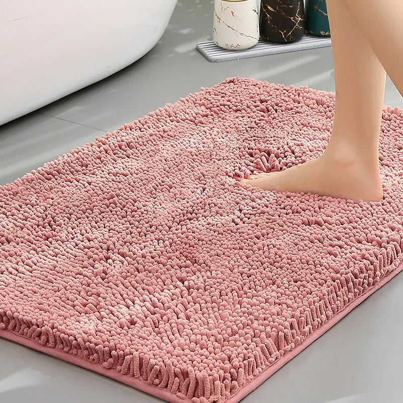 Cheap Chenille Bathroom Mat Absorbent Non-Slip Carpet Bathtub Living Room Door Rug Home Decor