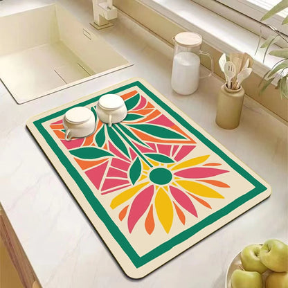 Absorbent kitchen drying drain mat