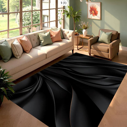 Modern Abstract Black White Area Rug
