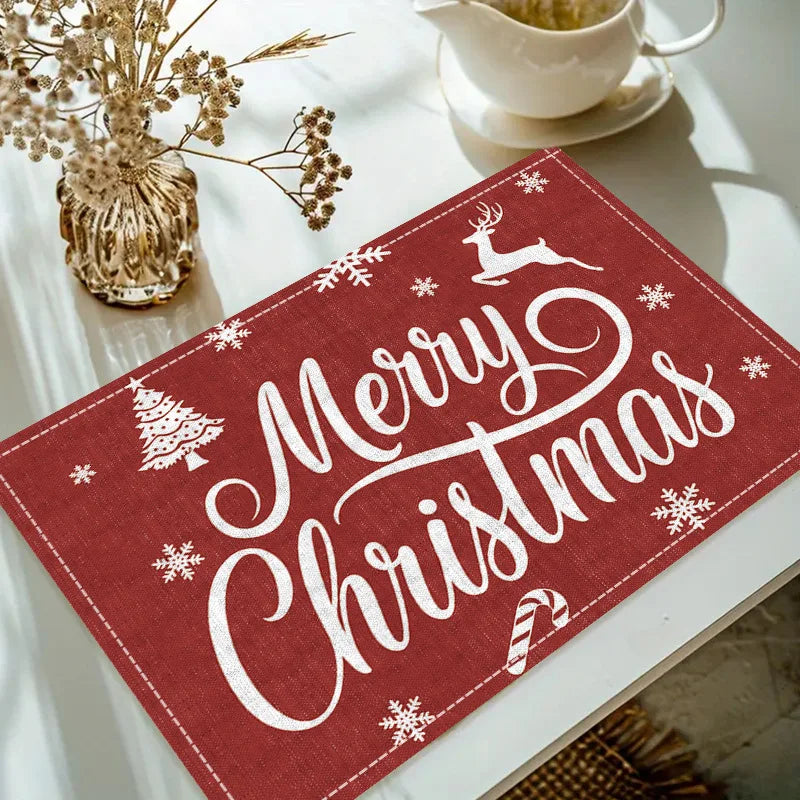 Christmas reindeer linen placemat table mat