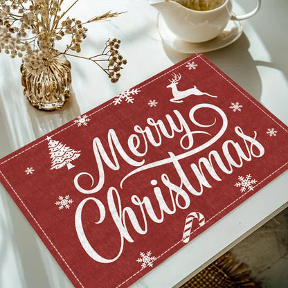 Christmas reindeer linen placemat table mat