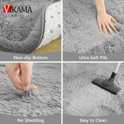 Large pink fluffy children’s area rug