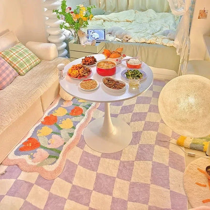 Purple Chessboard Plaid Area Rug