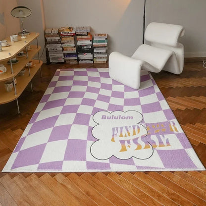 Retro Checkerboard Fluffy Plush Area Rug
