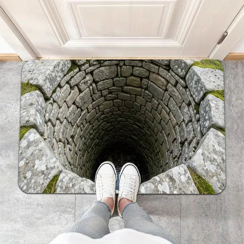 3D Stone Well Illusion Doormat