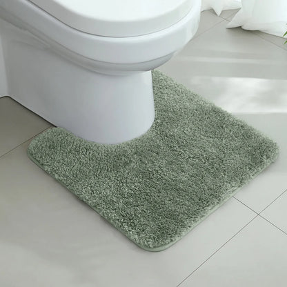 U-Shaped Thick Plush Bathroom Mat Absorbent Non-Slip Toilet Rug Bathtub Entrance Floor Carpet Home Decor
