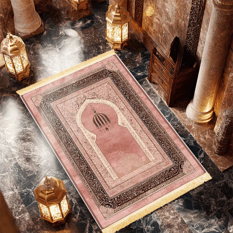 VIKAMA Islamic Fringed Anti-Slip Soft Prayer Mat