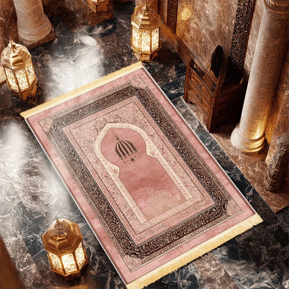 VIKAMA Islamic Fringed Anti-Slip Soft Prayer Mat