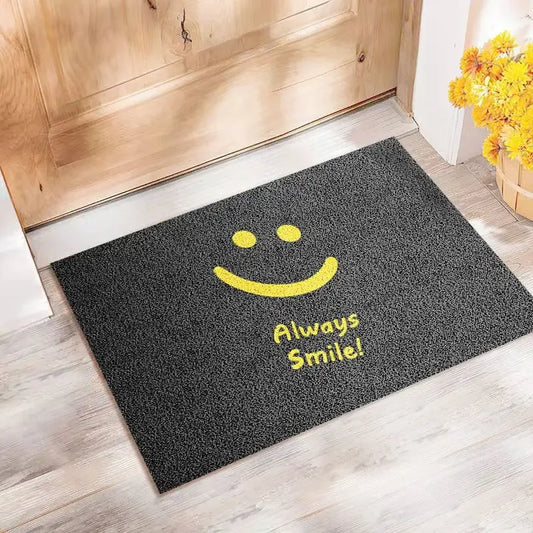 PVC Silk Ring Door Mat Non-Slip Dust Scraper Smiley Face Porch Floor Mat