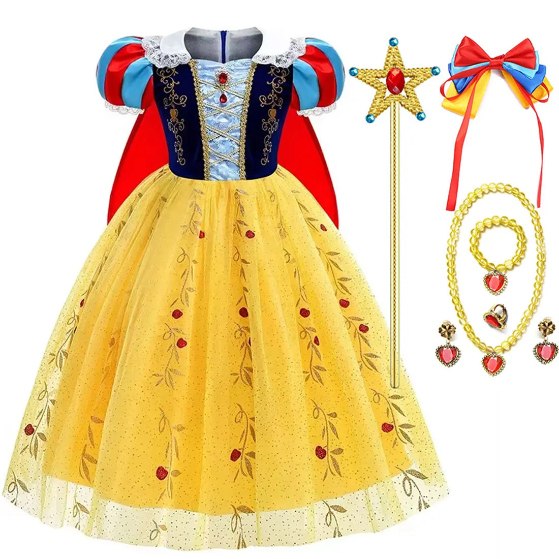 Disney Snow White Costume Dress With Cloak For Girls