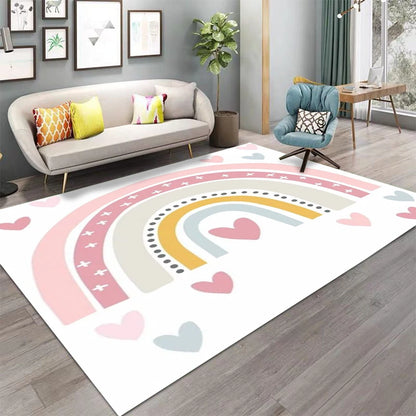 Colorful Rainbow Striped Kids Area Rug