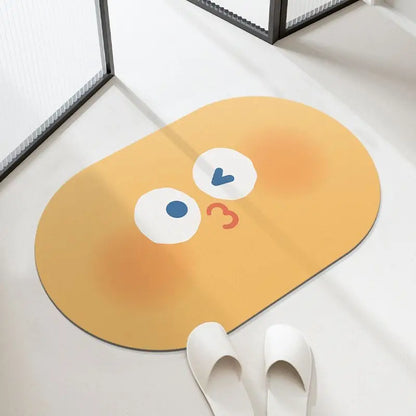 Cartoon Expression Diatom Mud Bathroom Absorbent Quick-Dry Non-Slip Floor Mat