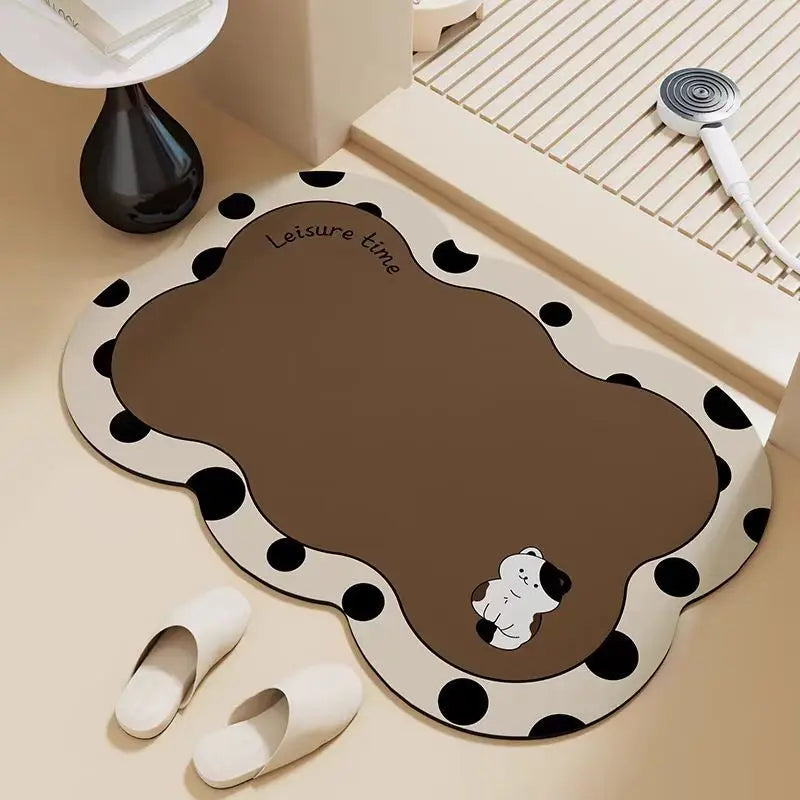 Half circular bathroom floor mat, diatomaceous earth absorbent mat, quick drying carpet, anti slip floor mat for bathroom