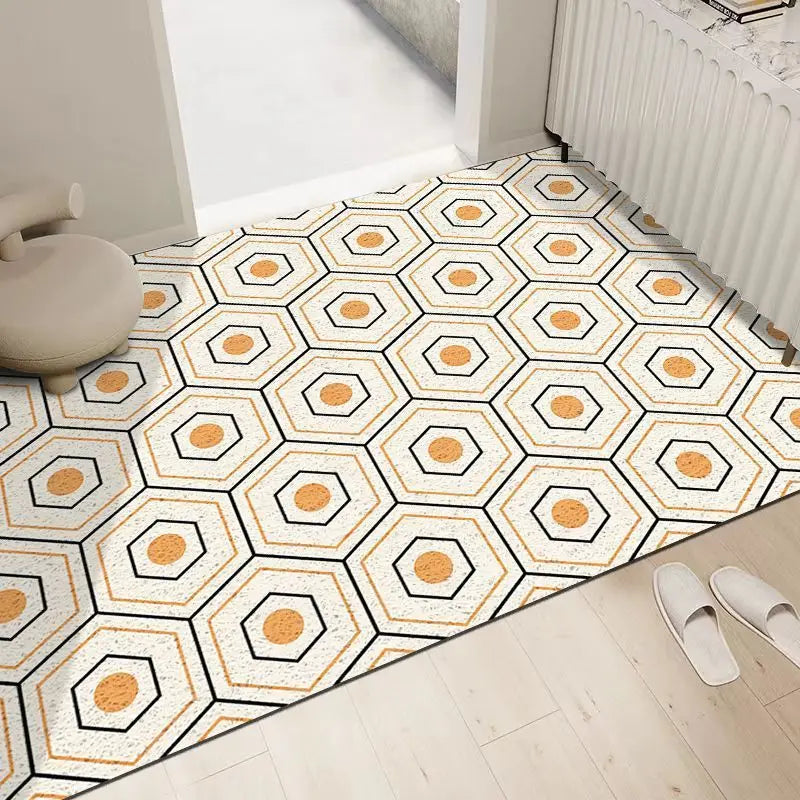 Cream silk ring cuttable entrance door mat