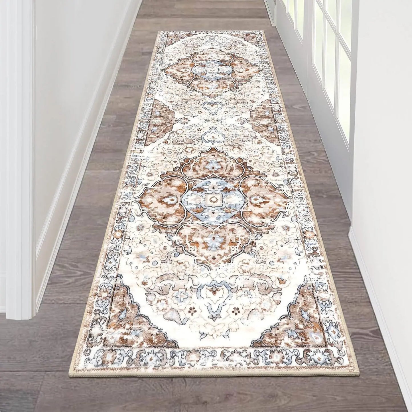 VIKAMA Bohemian American Retro Runner Carpet Non-Slip Living Room Corridor Floor Mat