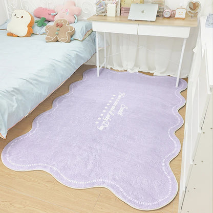 Modern Minimalist Solid Color Irregular Plush Washable Area Rug