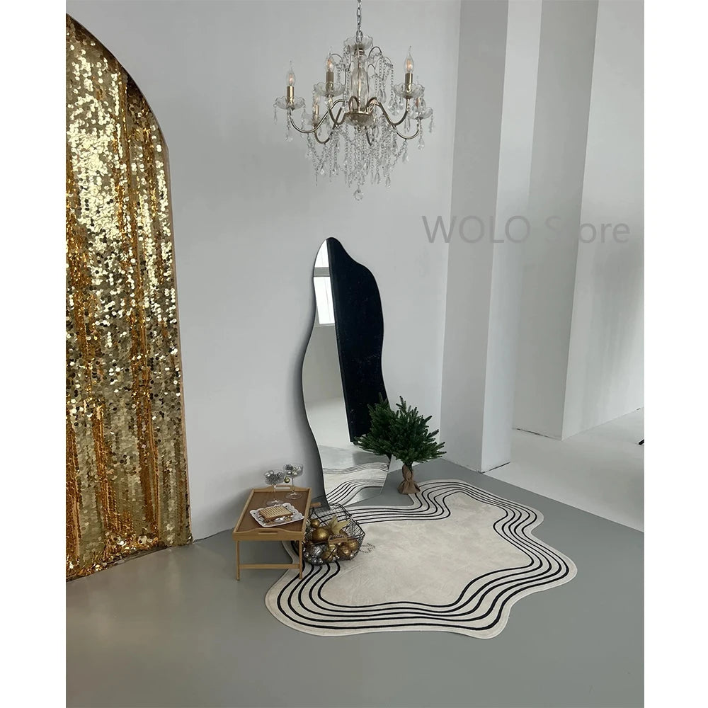 Cream Irregular Soft Fluffy Area Rug