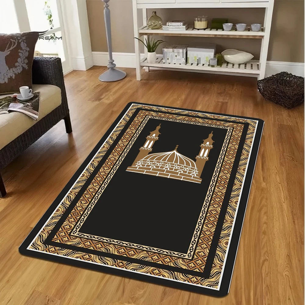 Islamic Prayer Black Non-Slip Rug