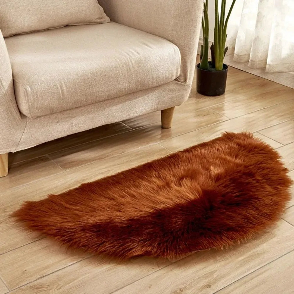 VIKAMA Plush Half-Circle Rug Non-Slip Soft Bedside Living Room Kids Room Decor