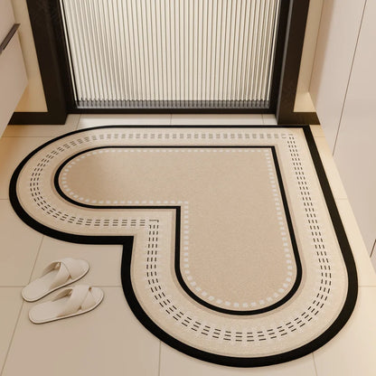 Heart-Shaped Bathroom Mat Diatom Mud Absorbent Non-Slip Toilet Door Entry Foot Rug Home Decor