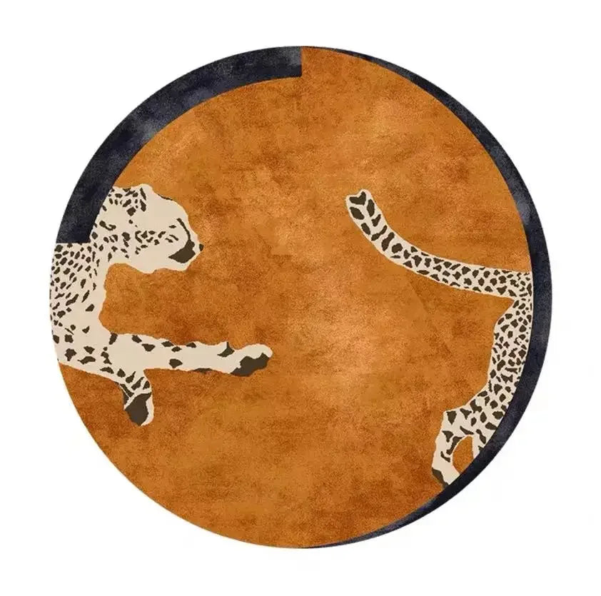 Leopard Print Round Fluffy Non-Slip Area Rug